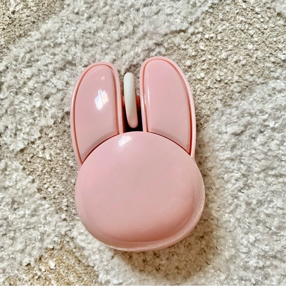 Pink Silent Keyboard with Numbers USB with Dust Cover and Pink Bunny Mouse USB